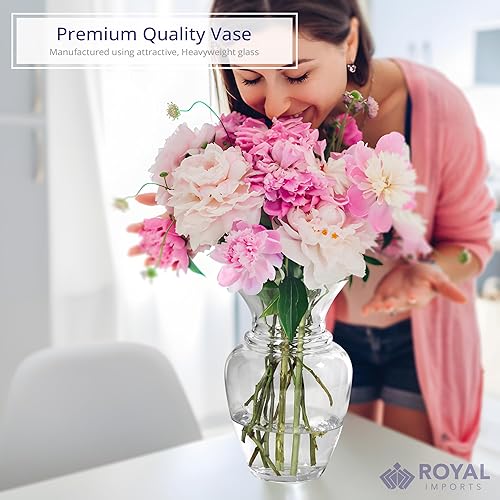 Miniatura 4 de Royal Imports Florero de cristal transparente, moderno, decorativo, centro de mesa, urna, boca ancha, clásico, diario, reunión de rosas, ramo de