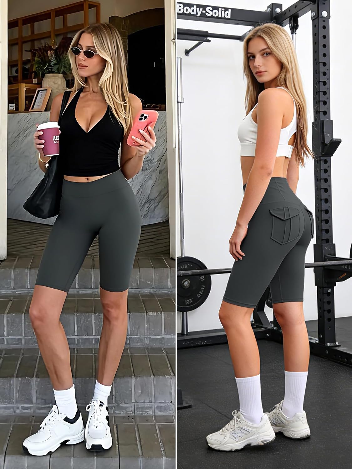 CÉLLOT 3 Styles Darkgrey High Waisted Yoga Pants with Tummy Control, Comfortable Workout Leggings for Women