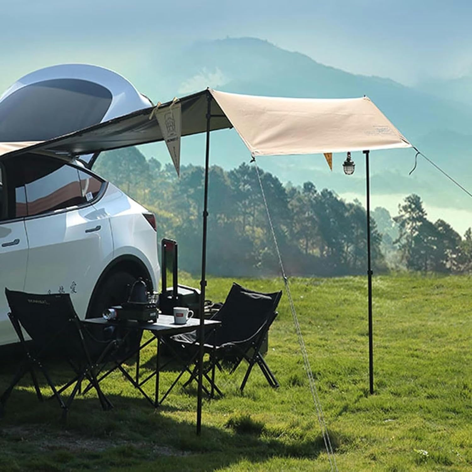 AMNOOL Car Awning, Vehicle Awning Room, SUV Tailgate Tent, UV50+ Tent Shade, Waterproof Rooftop Awning, for 4x4/Car/SUV/Truck Easy for Camping, Outdoor Trips, Roadtrips, Courtyard