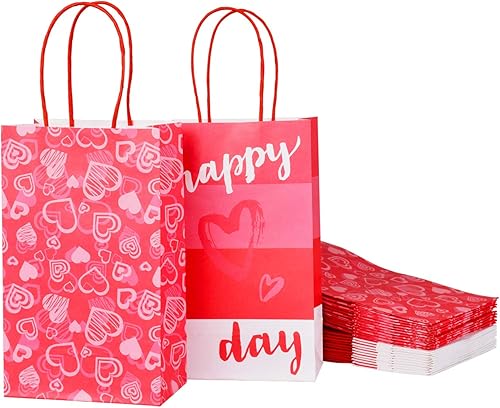 Gatherfun Hot Heart Love - Bolsas de regalo de papel kraft con asas para el día de San Valentín, bodas, compromisos, aniversarios, despedidas de