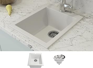 Hyperion 16 Dual-Mount Granite Composite 16 in. Single Bowl Bar Sink in Matte White