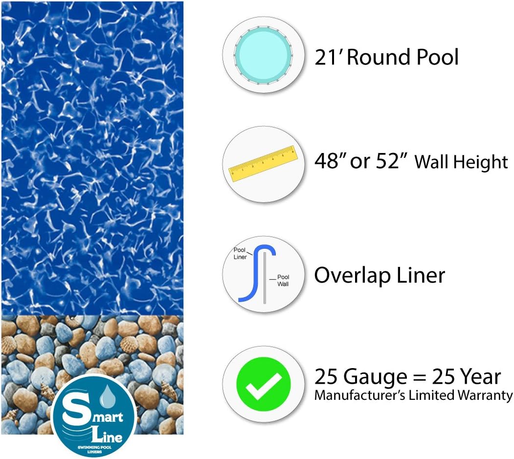 Lake Effect Pools 'Fallston' 21' Foot Round Above Ground Swimming Pool | 52" Inch Height | Resin Protected Steel Sided Walls | Bundle with Bedrock Pattern 25 Gauge Overlap Liner and Widemouth Skimmer