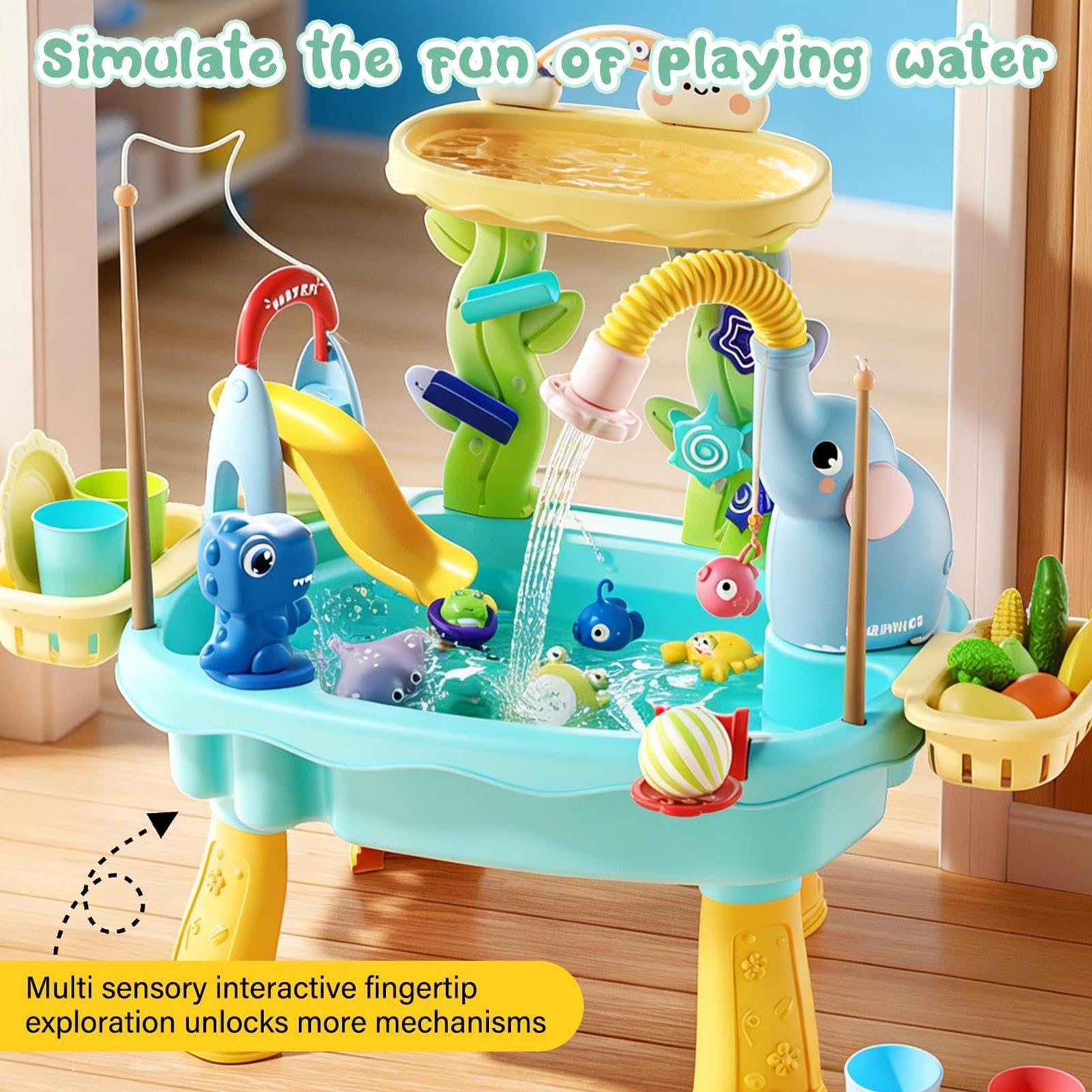 Aktivitätstisch für Wasser | Angelspielzeug Mit Elektropumpe | Sensorisches Aktivitätsspielset für Kinder - Für Und Mädchen Garten Hinterhof Terrasse Camping Kita Zuhause Badezimmer