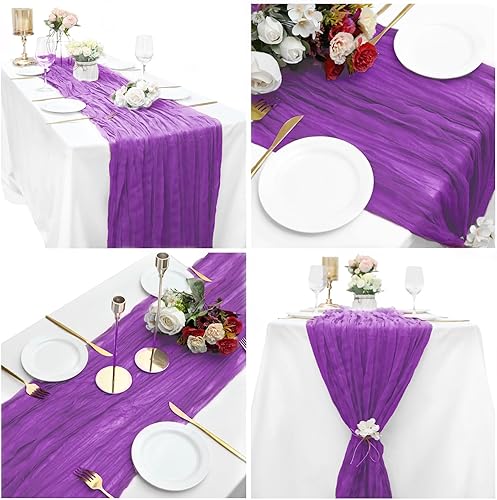 Miniatura 4 de Paquete de 15 caminos de mesa de gasa de 10 pies, camino de mesa de tela de queso, de 35 x 120 pulgadas, de gasa, bohemio, para bodas, fiestas de