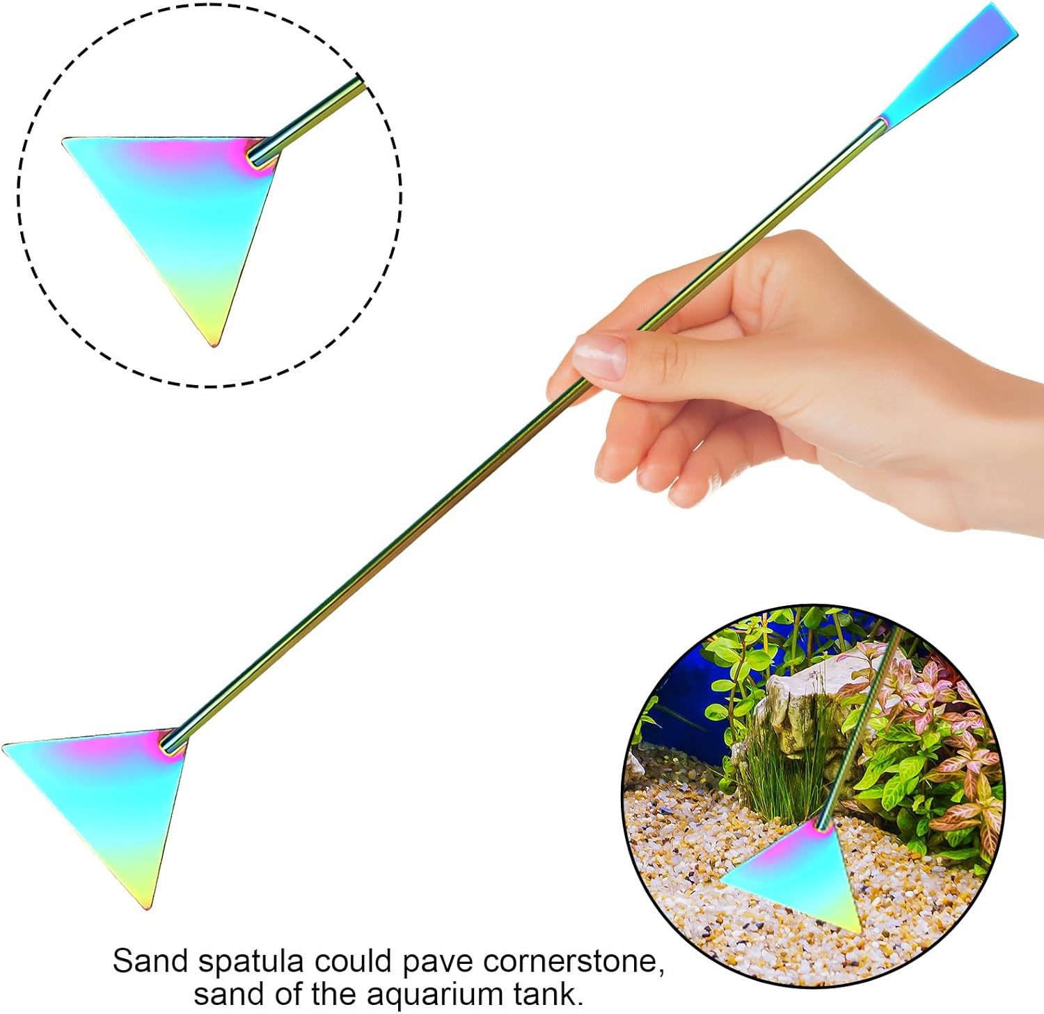 15Inch Extra Long Design Aquarium Aquascaping Tool Stainless Steel Aquascape Tool Kit 4 in 1 Anti-Rust Fish Tank Starter Kit with Long Tweezers Scissors Spatula for Aquarium Plants (Colorful)