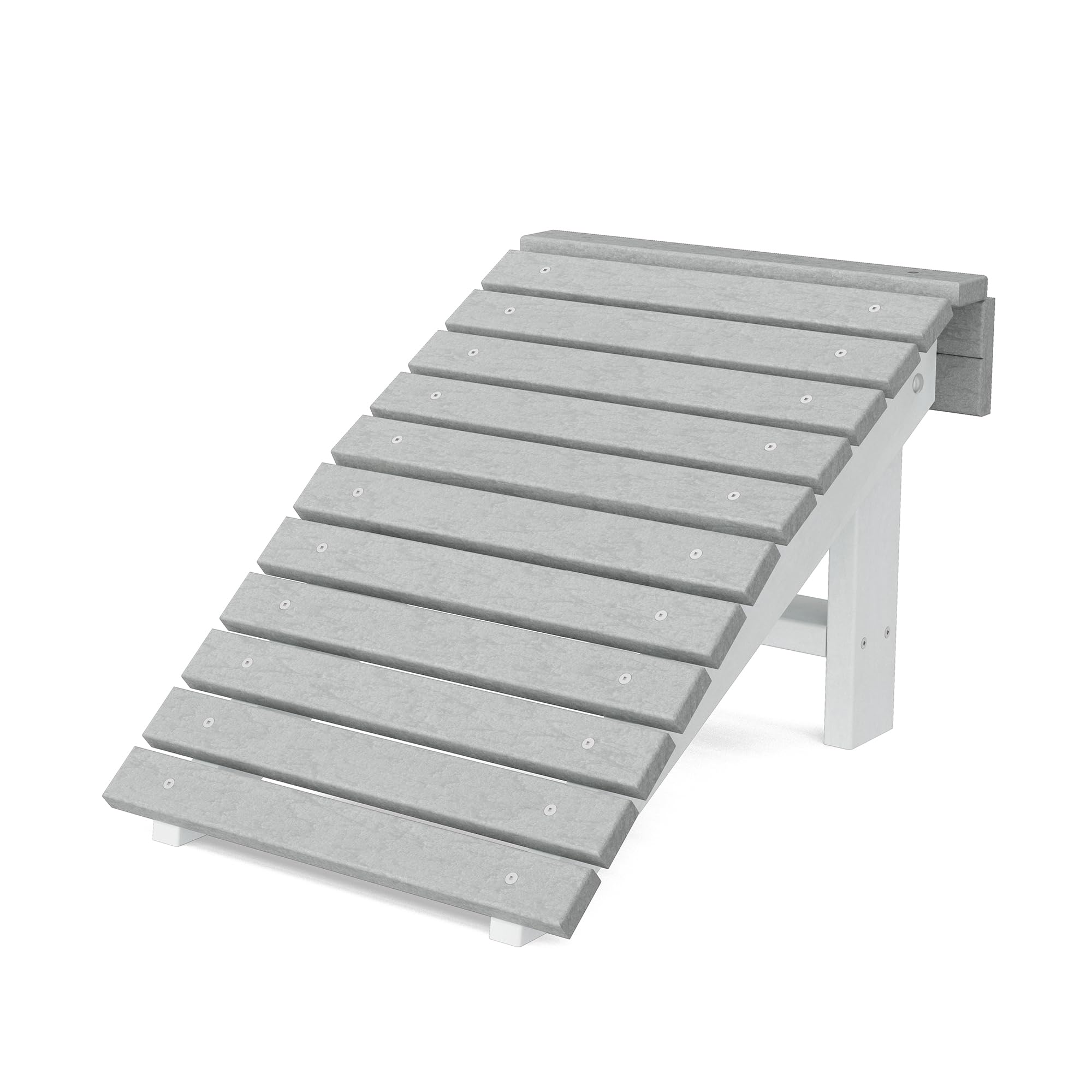 Wildridge Heritage Folding Footstool, Light Gray and White - Outdoor Weather Resistant Recycled Plastic Furniture for Patio