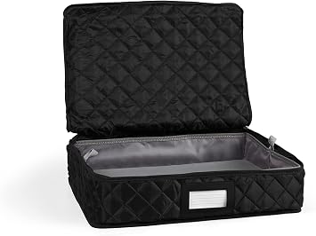 Platter Serveware Storage With Tray - Washable and Stain Resistant, ID Window, Kitchen Storage, Black
