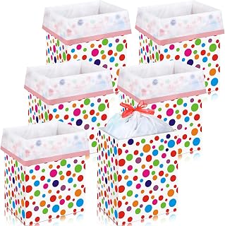 Sliner 6 Pack 13 Gallon Trash Cans Disposable Trash Cans for Parties Plastic Recycle Garbage Bins for Kitchen Birthday Wedding Party Outdoor Events,17.7" Tall x 10.2" Wide 13.4" Deep(Colorful Dots)