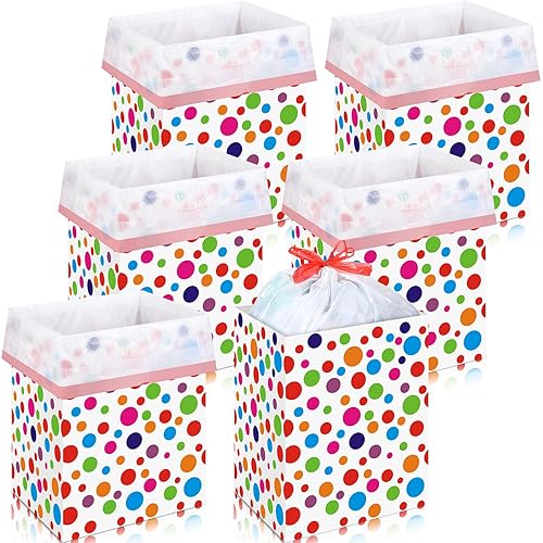 Miniatura 8 de Sliner 6 botes de basura desechables de 13 galones para fiestas, bolsas de basura y cinta de doble cara, contenedores de basura portátiles para