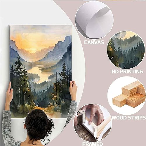 Miniatura 4 de Lienzo enmarcado para decoración de pared, pintura de acuarela de OREGON, póster de estilo tradicional, arte de pared retro, impresión de calidad,