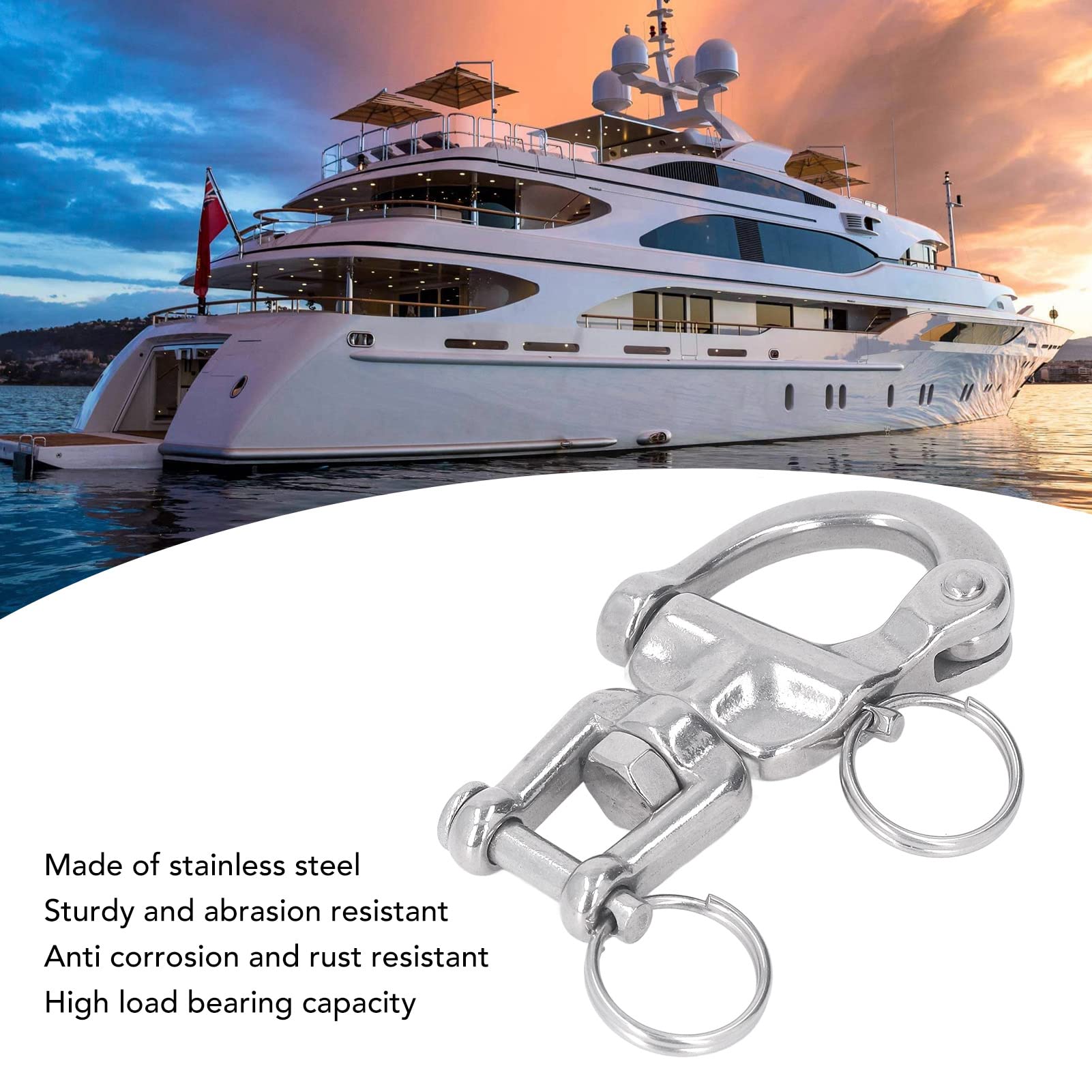 Yuecoom Marine Swiveling Snap Shackle, Snap Shackle Sailing Halyard 316 Stainless Steel Clevis Swivel Jaw Swivel Shackle, Quick Release Snap Hook for Sailing Rigging Shackles
