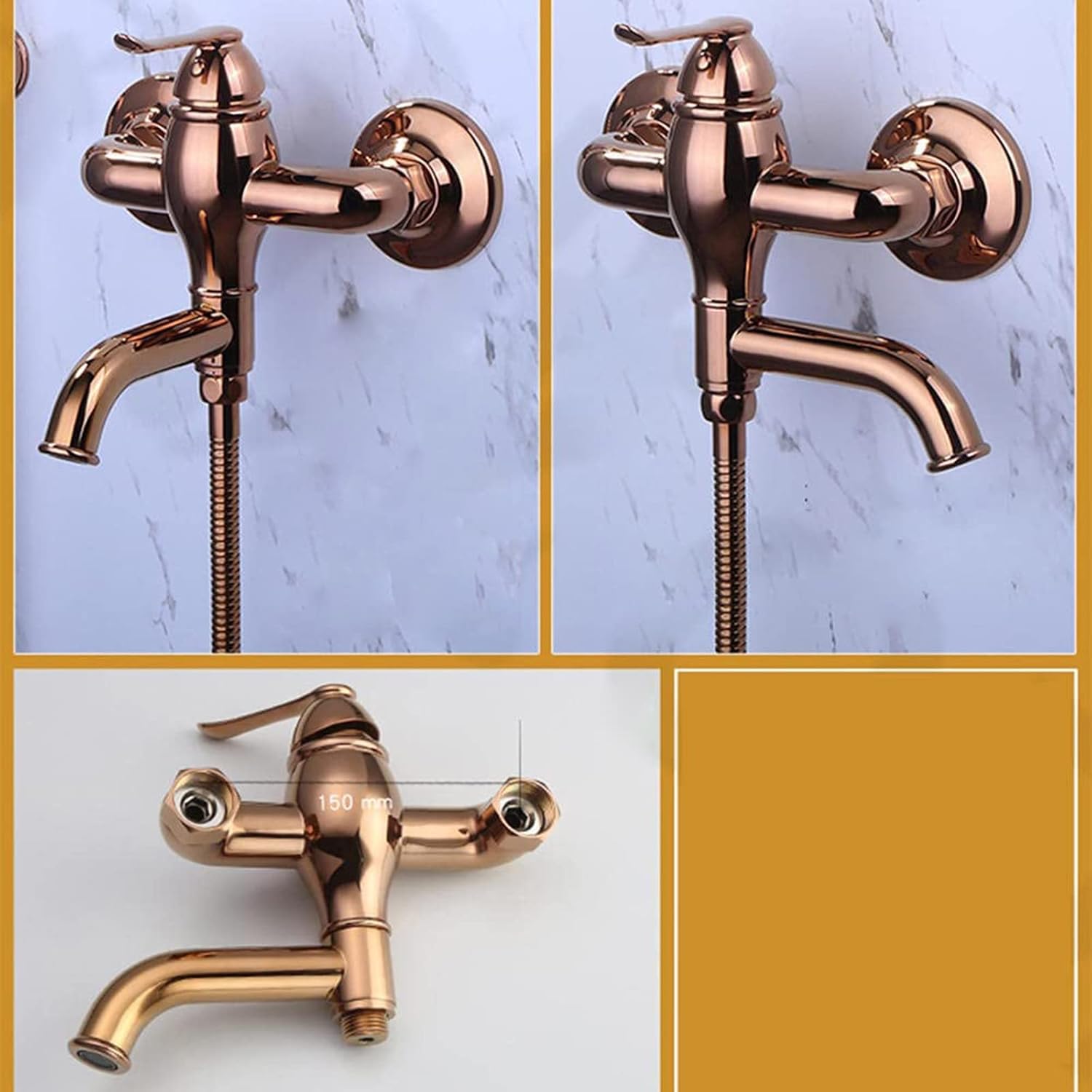 Wall Mounted Toilet Shower Spray Mixer Set Rose Gold with Swivel Outlet Bidet Attachment Faucet Sprayer Kit for Toilet Bathroom Toilet Bidet Mixer Spray Kit,B (B)