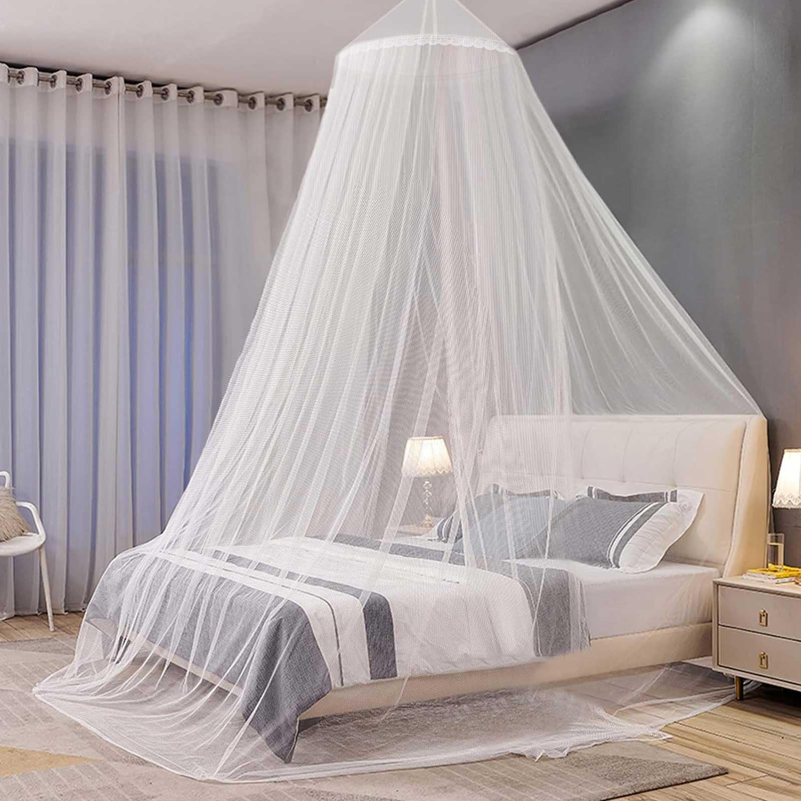 CINGHIA Moustiquaire Dome Baldaquin Blanc Double Grand Filet Tente 60x250x1100cm