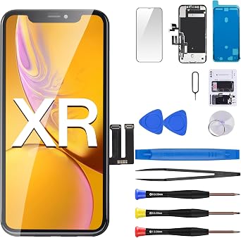 Screen Replacement for iPhone XR 6.1" LCD Repair Fix Tools Kit | 3D Touch Display Digitizer Full Assembly Front Glass Waterproof Adhesive Sticker A1984 A2105 A2106 A2108