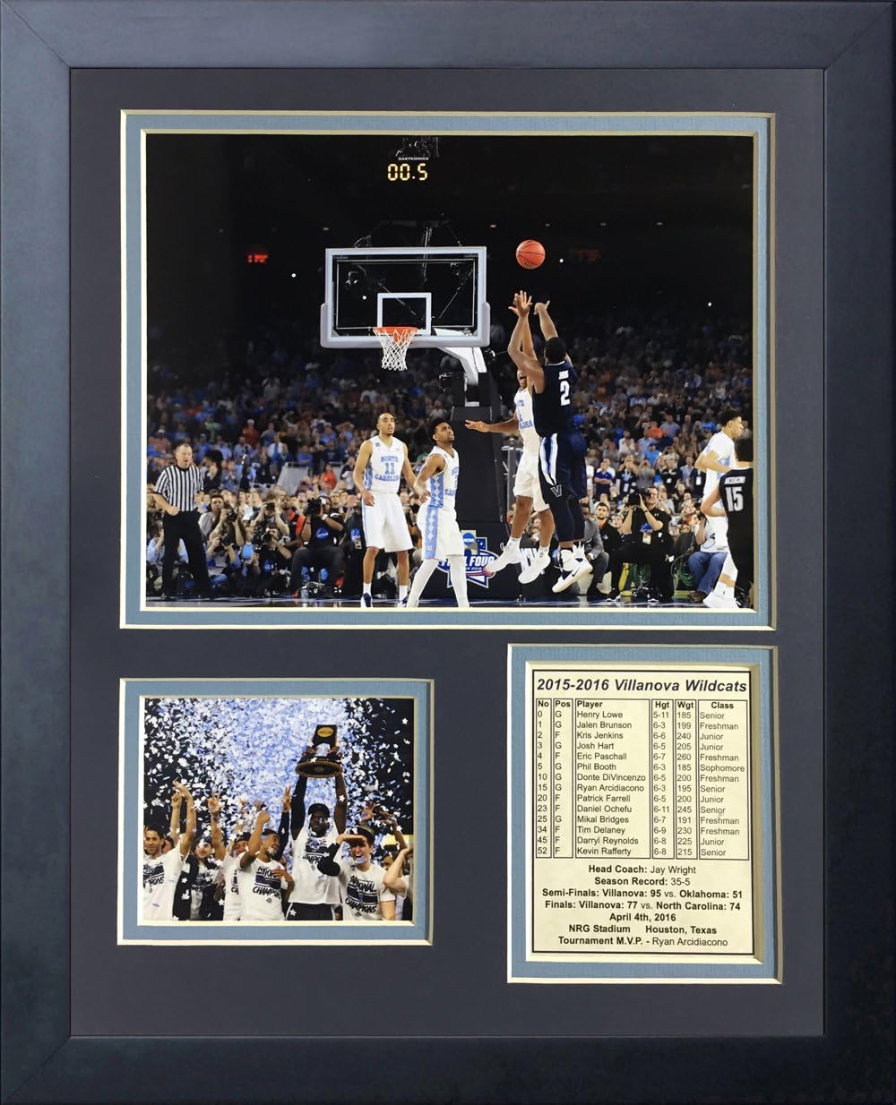 Legends Never Die Villanova 2016 National Champions Podium Collage Photo Frame, 11" x 14", (12551U)