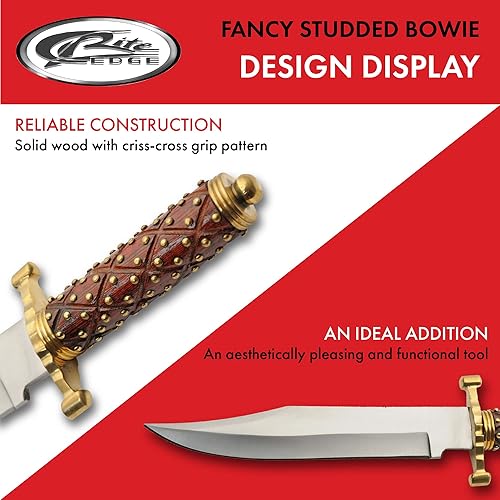 Miniatura 4 de SZCO Supplies 14" cuchillo de caza tachonado de lujo de la hoja de Bowie de la manija con la vaina