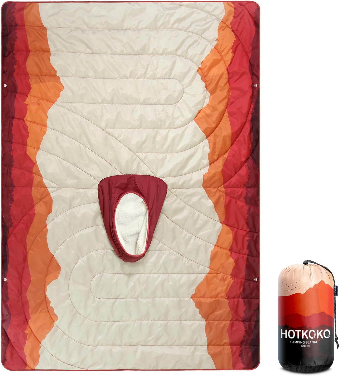 Camping Blanket, Poncho Wearable Hoodie Blankets Outdoor Waterproof Windproof Warm Durable & Portable for Stadium, Concerts, Car,Travel, Beach, Picnic, Grass,75 * 52 inch