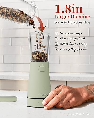 Miniatura 104 de Juego de molinillo eléctrico de sal y pimienta con base de almacenamiento, juego de molinillo de sal y pimienta recargable de acero inoxidable