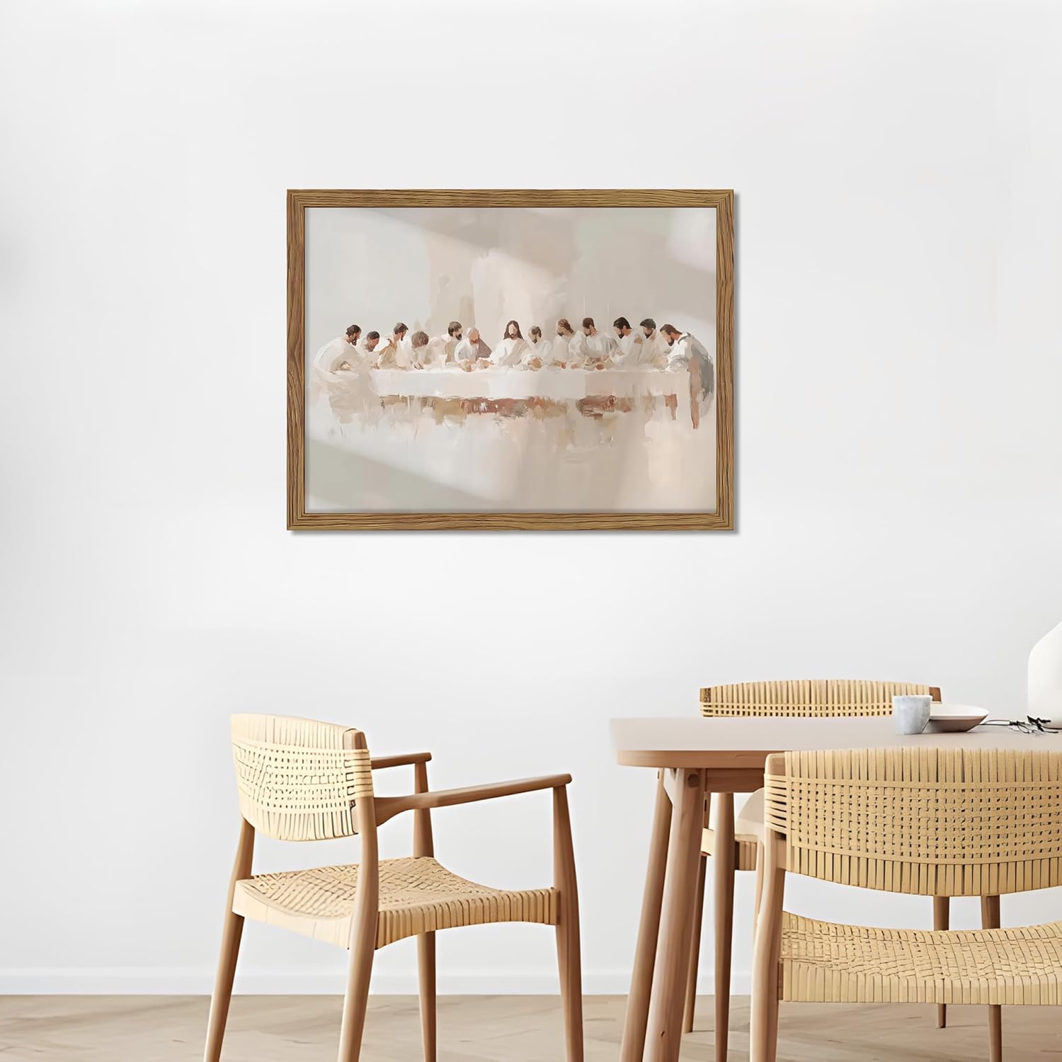 Framed Last Supper Wall Art, Religious Christian Posters Print, Christian Wall Decor, Christianity Gift for her, Christ Canvas Picture Last Supper Artful for Dining Room Church – 12x16 inch