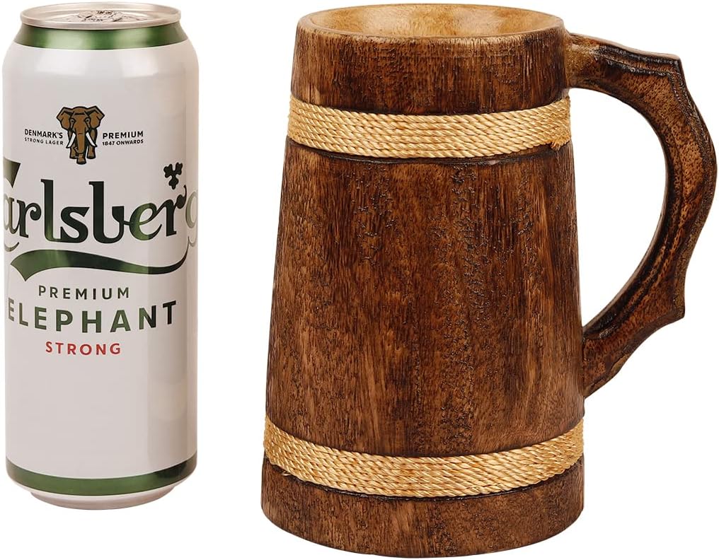 GoCraft Handmade Wooden Beer Mug | Camping Travel Outdoor Mugs for Men | Tea Coffee Cup with Handle | Craft Tankard Drinking Stein - Image 5