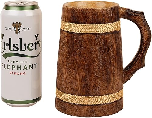 Miniatura 5 de GoCraft Taza de cerveza de madera hecha a mano | Tazas de viaje para acampar al aire libre para hombres | Taza de café de té con asa | jarra