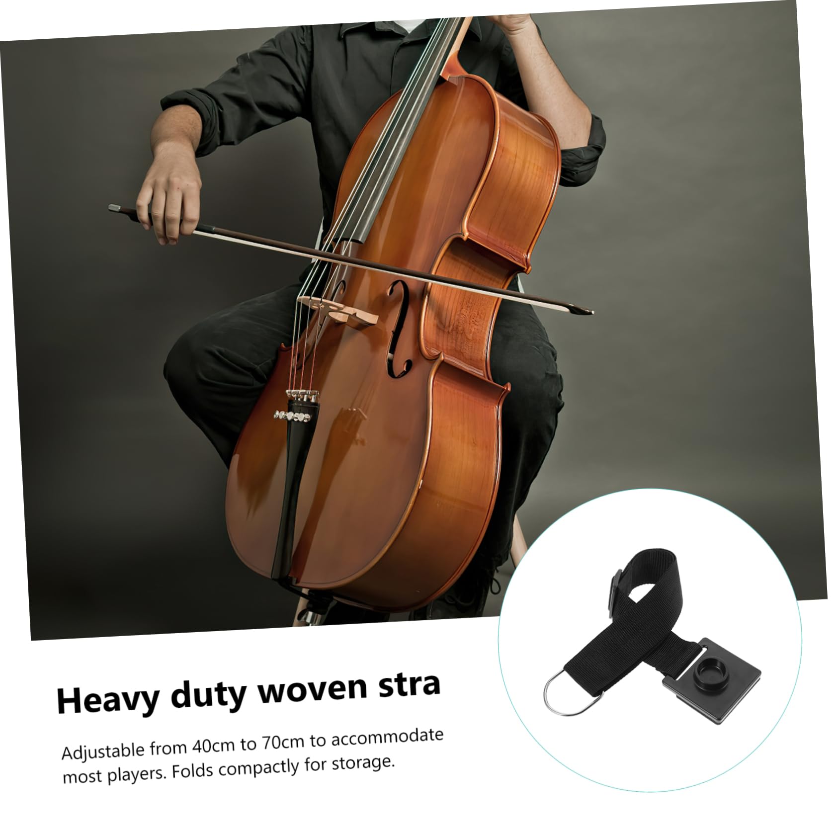 Tope Ajustable 40-70cm Antideslizante de Correa Negro para Violonchelo
