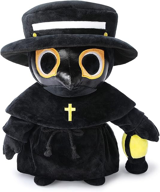 Plague Doctor Plush Toy, 35cm Spooky Cute Stuffed Plushie Pillow Doll, Soft Fluffy Halloween Hugging Cushion Decor, Present for Kids and Adults (21321)