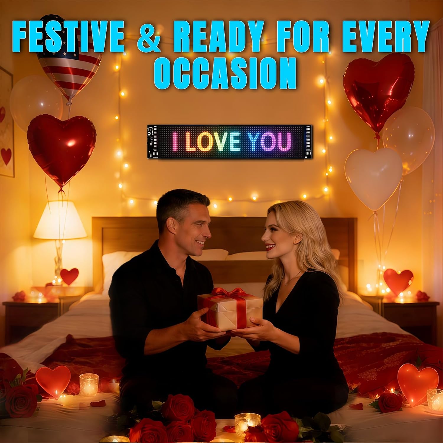 Scrolling Advertising Programmable LED Signs-23''x5'' Flexible USB 5V, App Control Custom Text Pattern Animation Programmable Flexible Display Panel for Store/Car/Bar/Party/Festival (16x96 LED)