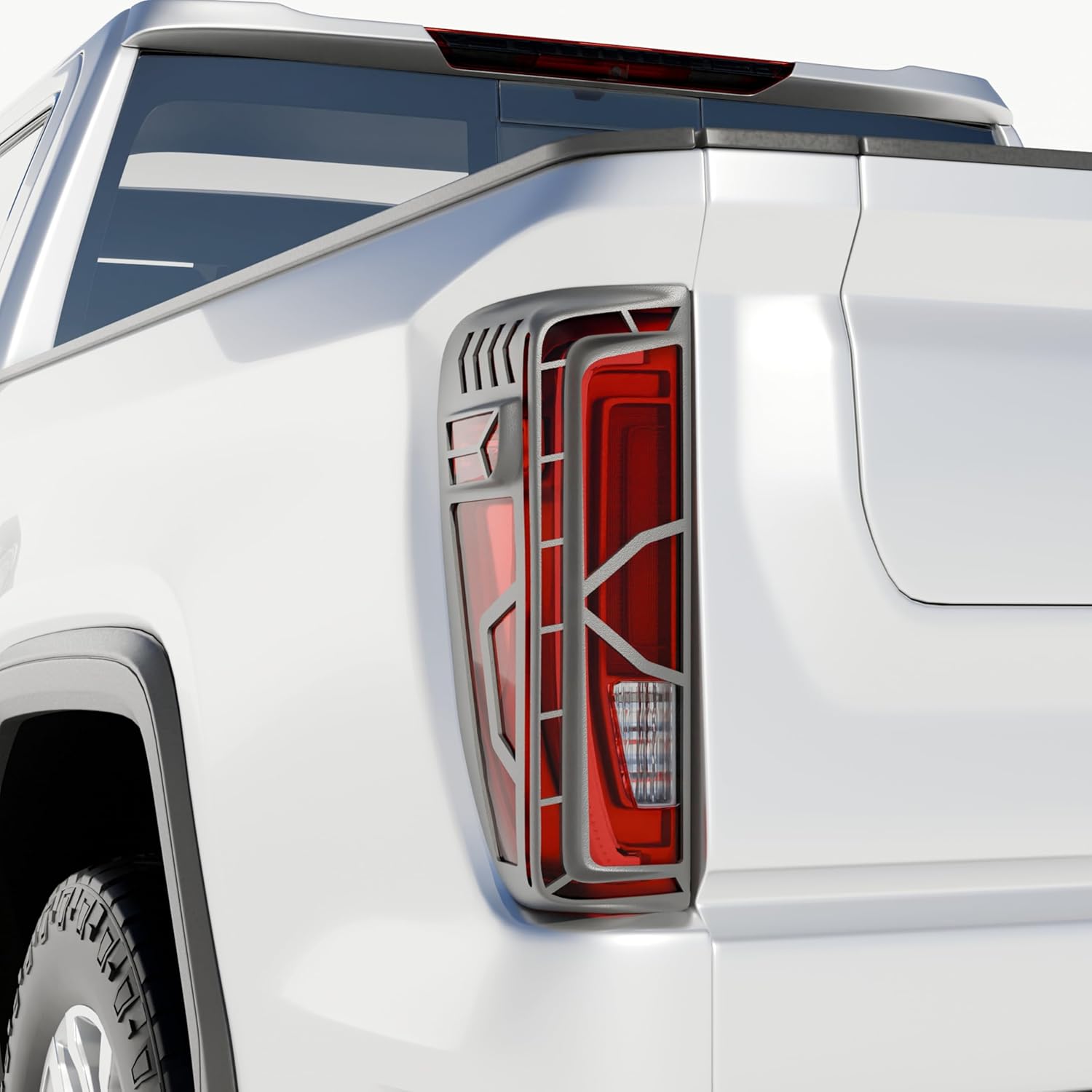 Narpes-Tail Light Lamp Guard Cover Protector for GMC Sierra 1500 2500HD 3500HD 2019-2025 Taillight Shell Frame Shield Denali SLT AT4 Accessories ABS Plastic Material Black