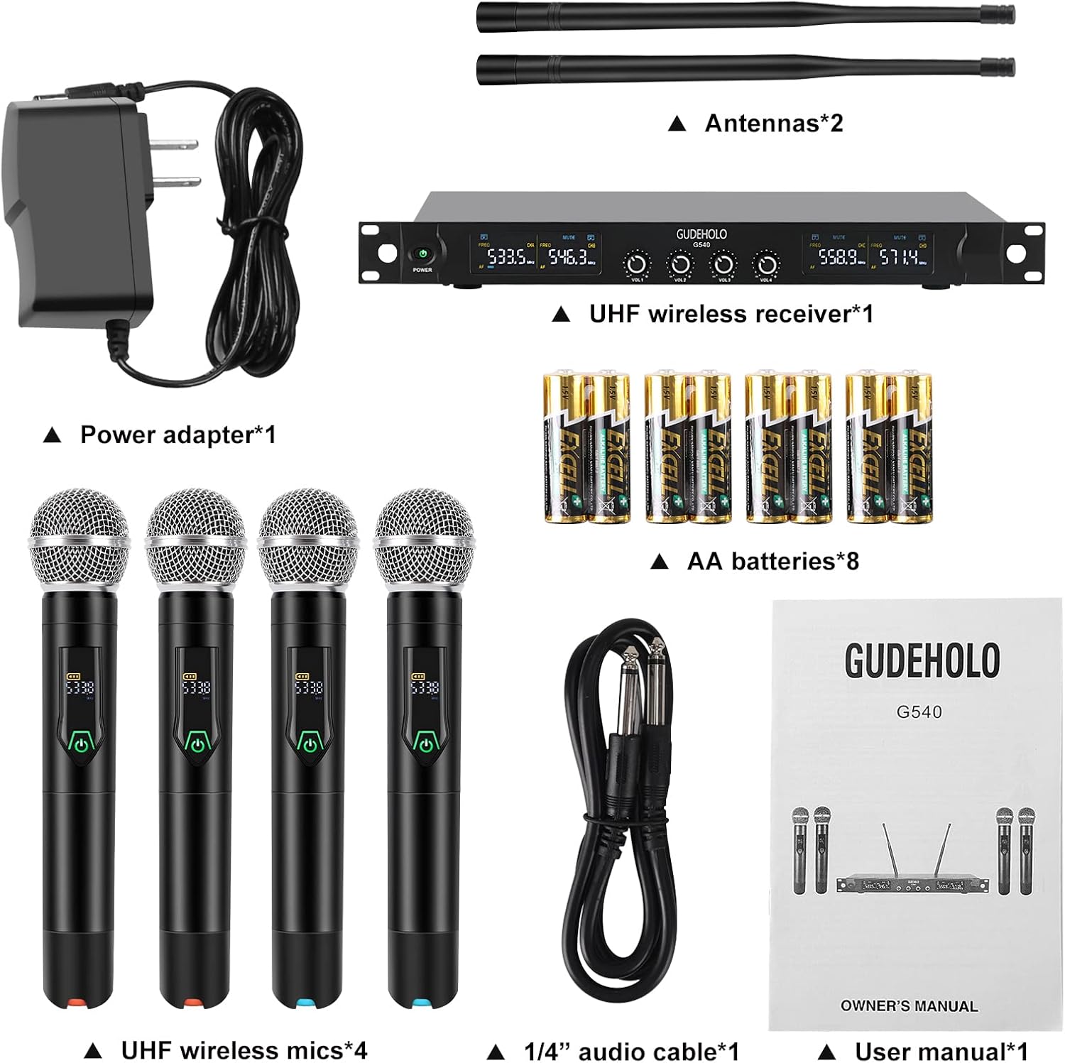 4-Channel Wireless Microphone System, Quad UHF Metal Cordless Mic, 4x25 Channels, Professional Cordless Mic System for Church, DJ, Karaoke,Wedding, Home KTV Set - Image 7