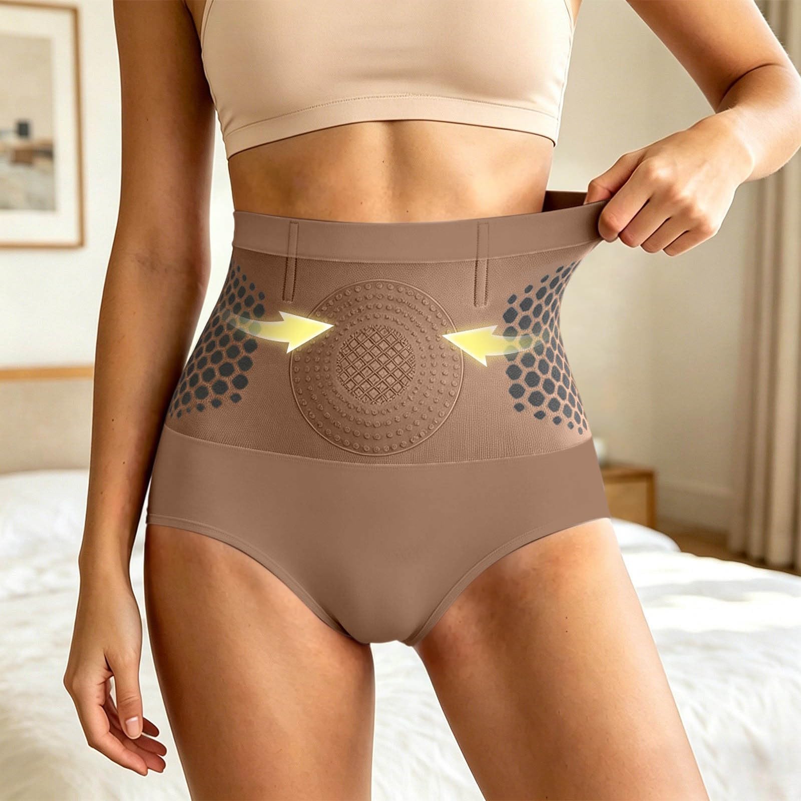 Pantalones Moldeadores 4-En-1 Sin Costuras Cintura Alta Control Abdominal Levantamiento Glúteos Antideslizantes Mujer