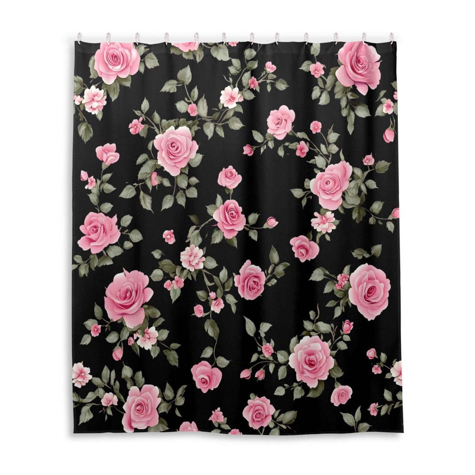 DUOBU Little Roses Shower Curtain Washable Waterproof Fabric Bath Curtain 60x72Inch Shower Curtains with Hooks for Bathroom Decor