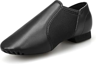 StelleAthletica Kids Jazz Shoes Girls Boys PU Leather Slip-On Split Sole Dance Shoes Toddler Big Kid
