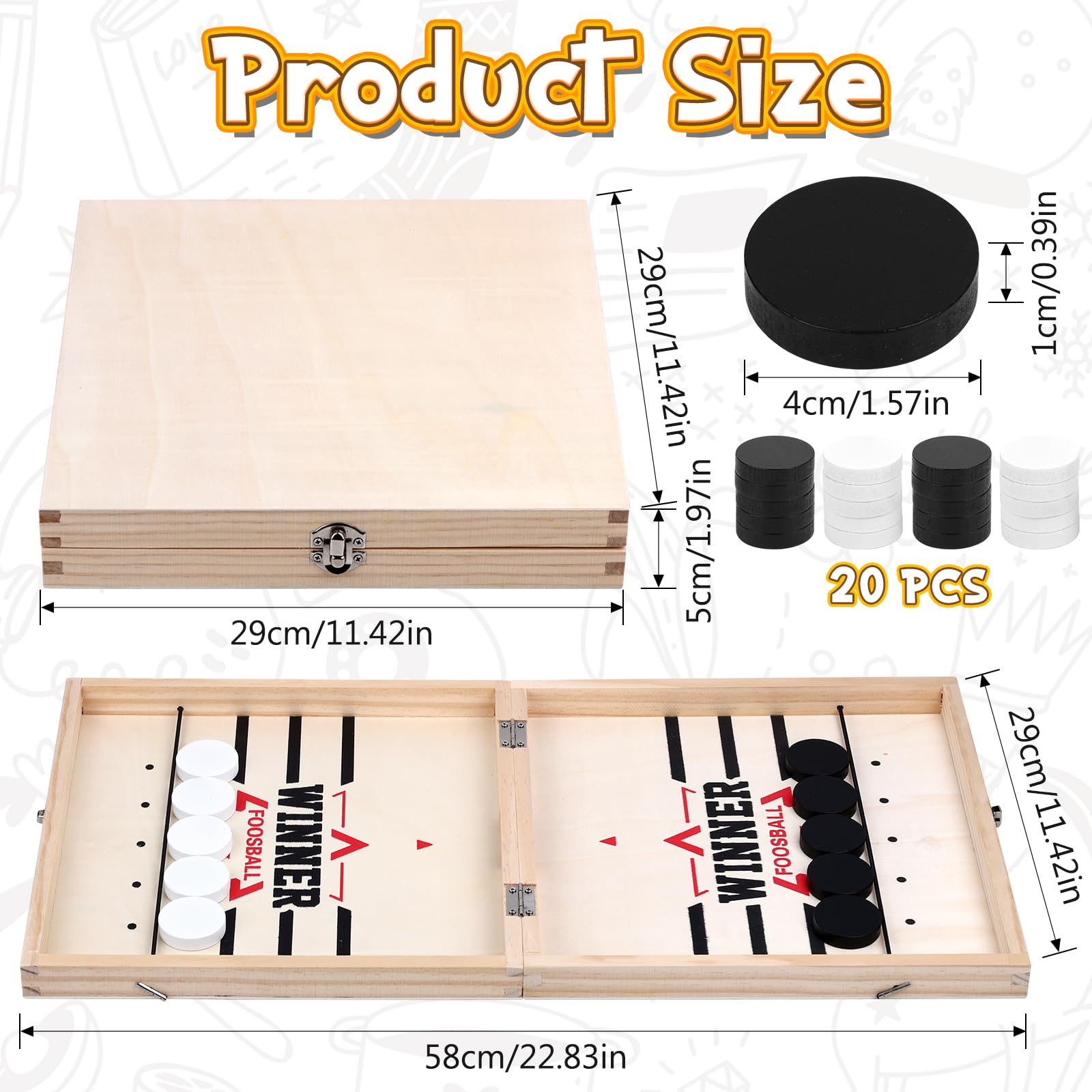 Fast Sling Puck Game - Foosball Winner Board Game, 2 in 1 Sling Puck Spiel Klappbar Hockey Brettspiel 2 Personen Tischfussball Gewinnerspiel Portable Tischhockey Kinder Interaktion Match-Spiel,58x29cm