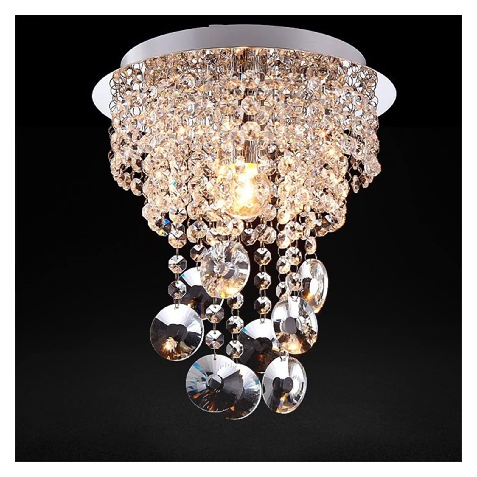 Lustre moderne à LED en cristal pour plafonnier de chambre et salle à manger