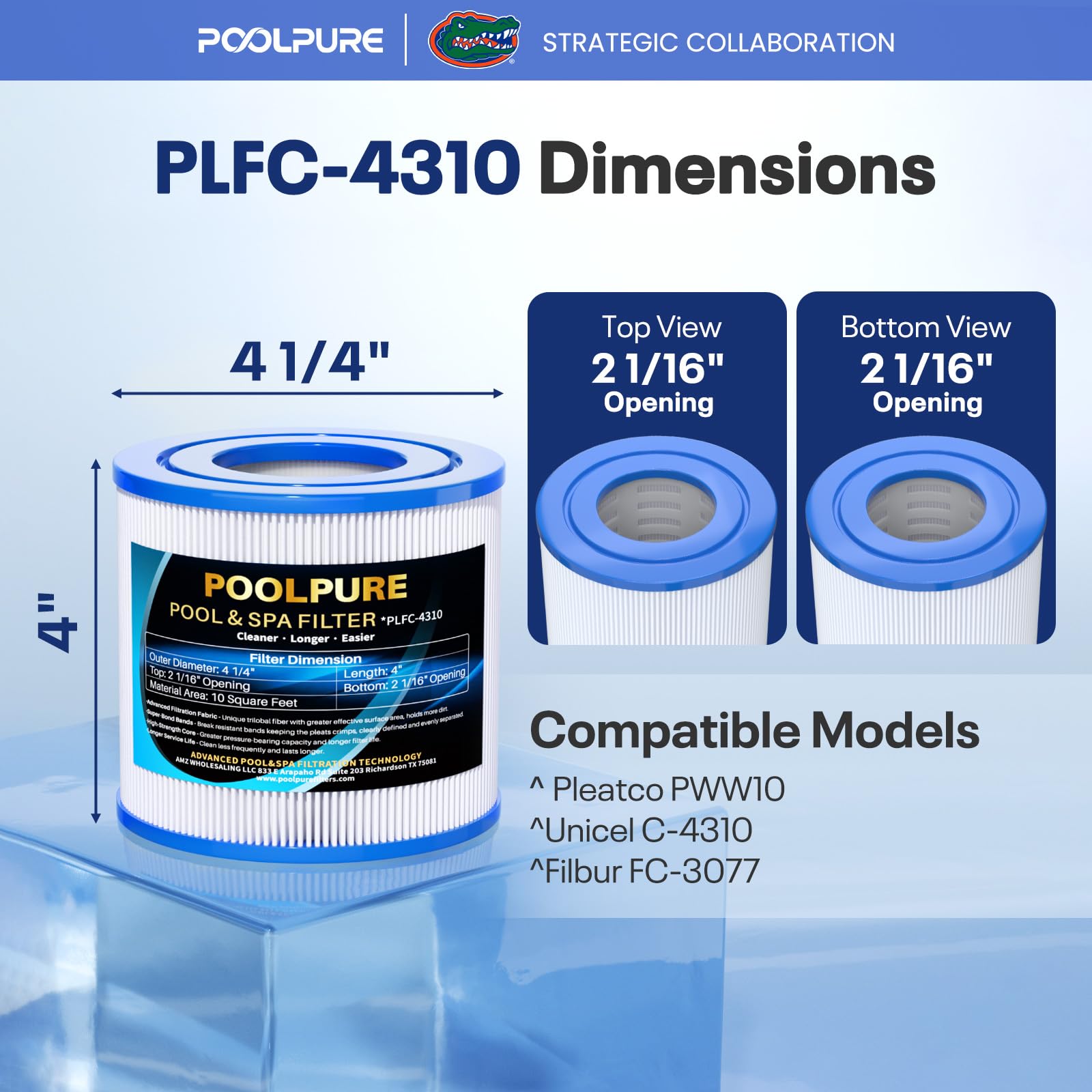 POOLPURE Lot de 2 filtres Spa de Rechange pour PWW10, Unicel C-4310, Filbur FC-3077, Excel Filters XLS-435, Aladdin 11003, Baleen AK-3006, Darlly 40101, Thermo Spa FL1003, SD-00260