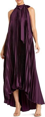 Mac Duggal Pleated Halter Neck High Low Gown