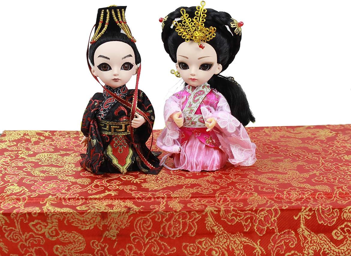 2Pcs Emperor Wu and His First Empress Chen Figurine 5'' Mini Q Version Ancient Chinese Asian Doll House Desk Decorations Business Birthday Gifts…
