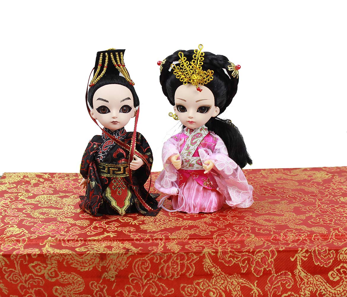 2Pcs Emperor Wu and His First Empress Chen Figurine 5'' Mini Q Version Ancient Chinese Asian Doll House Desk Decorations Business Birthday Gifts…