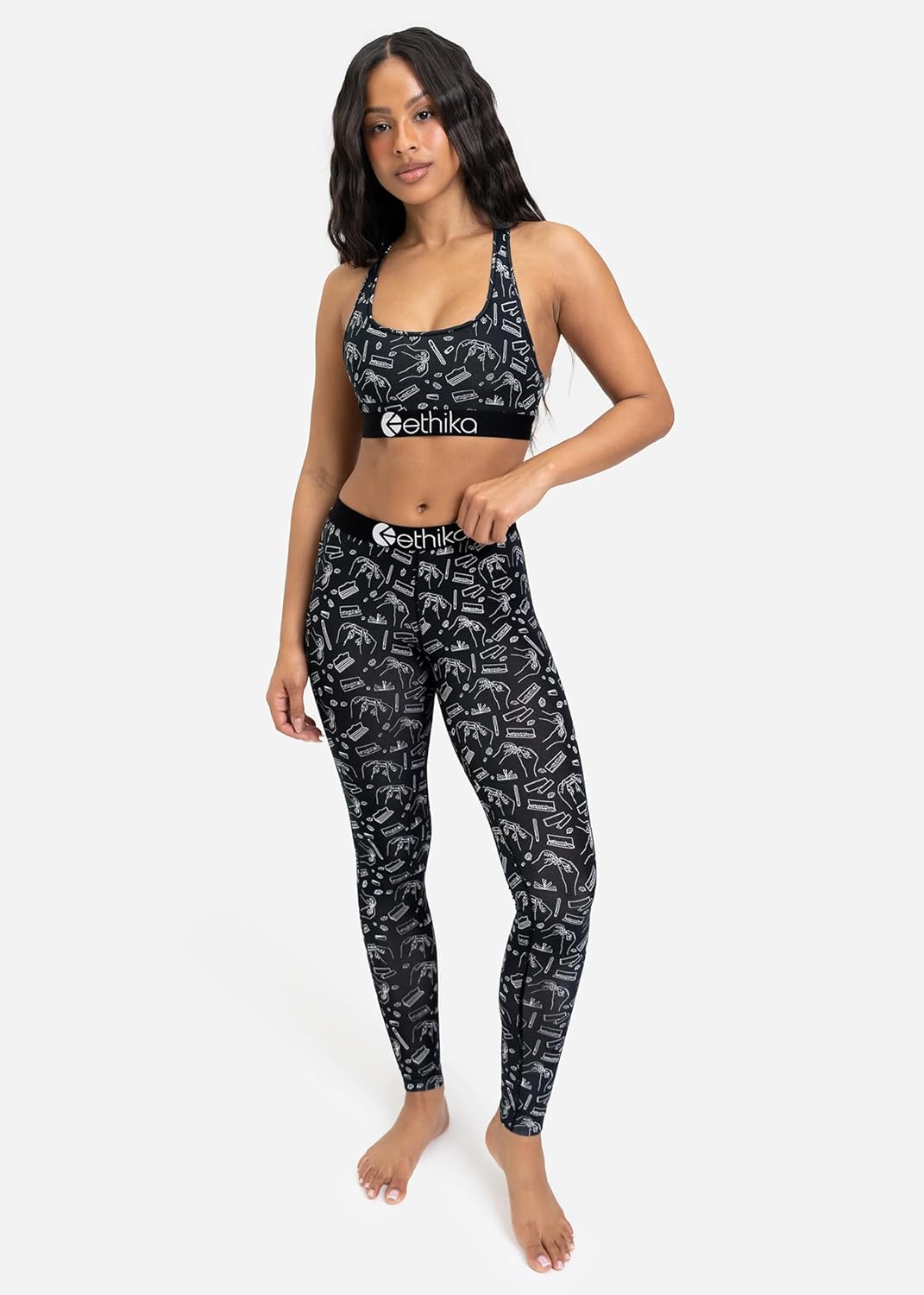 Ethika Women's Leggings, Thick High Waist Yoga Pants, Workout Running Yoga Leggings for Women - Snow Cap