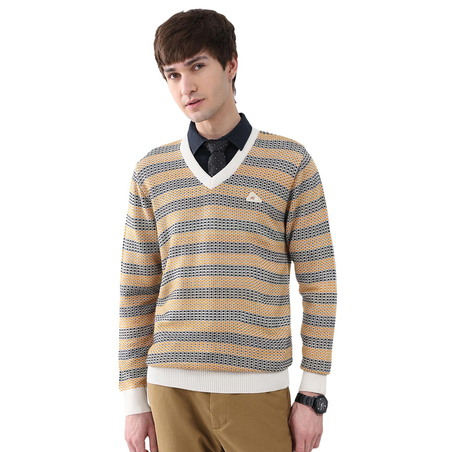 monte carlo Men Regular Fit V Neck Self Designed Pull On Closure Full Sleeve Pullover | Elegant Knit Sweater | Warm Winter Layering | Stylish Casual wear | Winter Pullover for Men's-picture-39