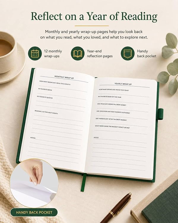 JXSELECT Reading Journal for Book Lovers, A5 Linen Book Tracker Logbook by JXSELECT - Used condition - Image 6