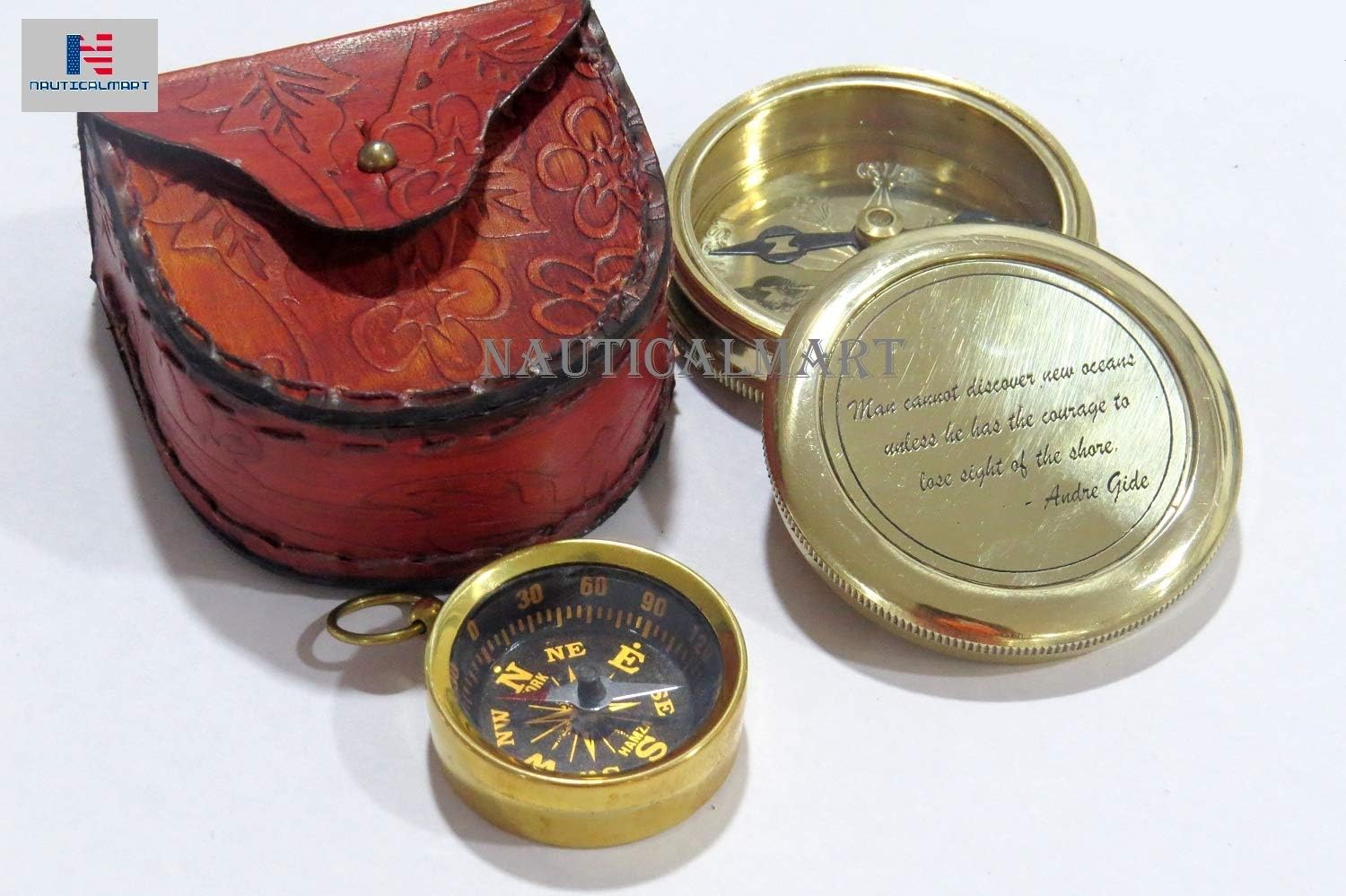 Brass Compass with Mini Pocket Compass Combo Gift