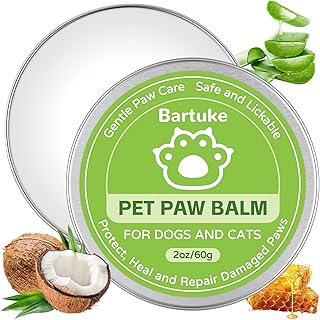 Dog Paw Balm & Nose Balm, Coconut Oil Lick-Safe Dog Paw Pad Protector for Dogs & Cats, Paw Butter, All Natural Ingredients Moisturizer & Soother for Dry Cracked Paw Pads, 1 Pack | 2 oz