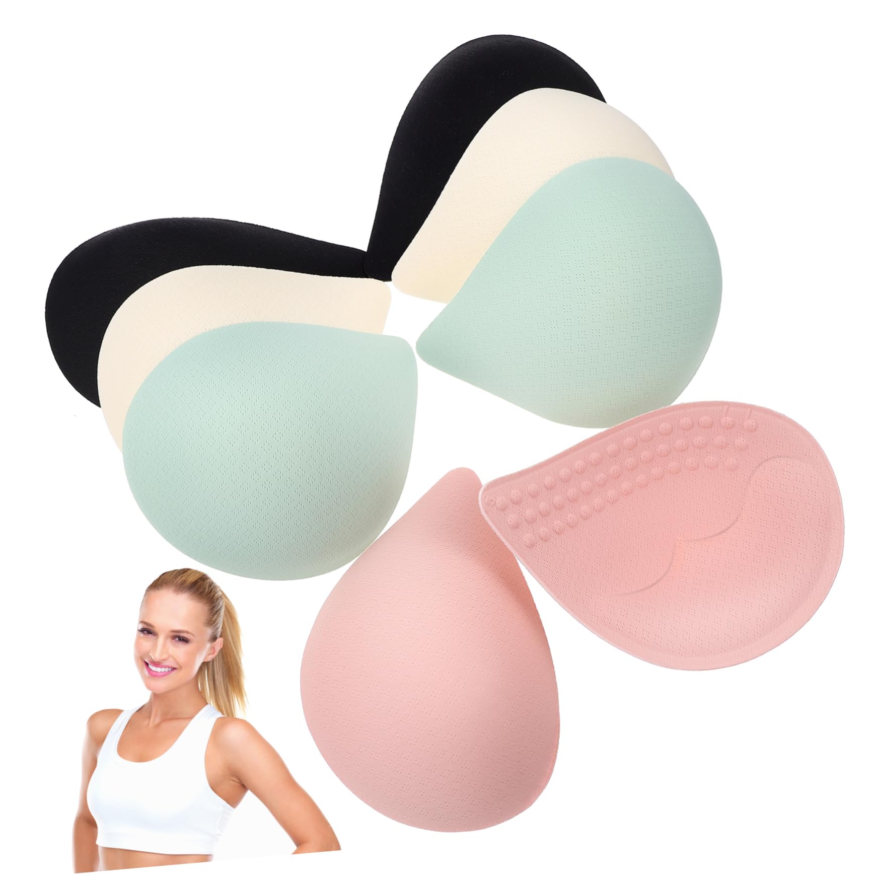 12 Pares de Almohadillas de Sujetador Hechas de Fibra Elástica y Poliéster para Mujer Cómodas y Ligeras para Tops de Bikini y Sujetadores Deportivos
