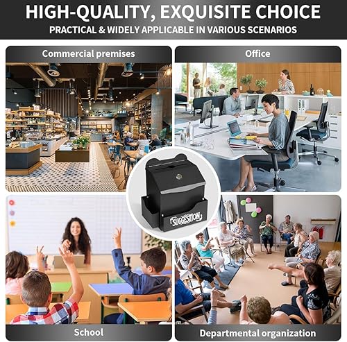 Vista 7 de Metal Suggestion Box with Suggestions Lettering, Wall-Mounted&Tabletop With Lock Pen Holder Suggestion Cards*50pcs for Fundraising Comment Voting