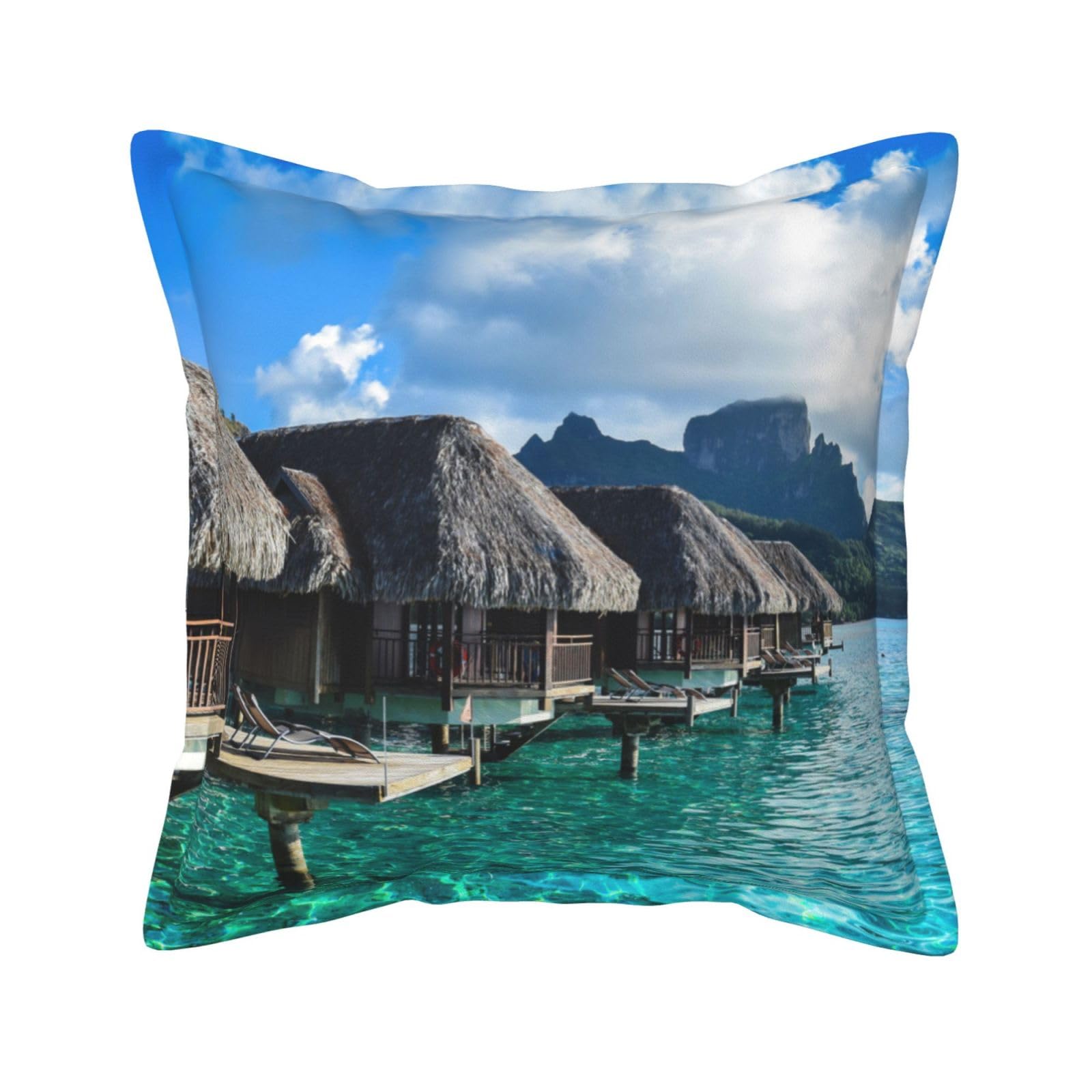 Housses de coussin en cuir 45,7x45,7 cm, motif paysage marin pour lit et canapé