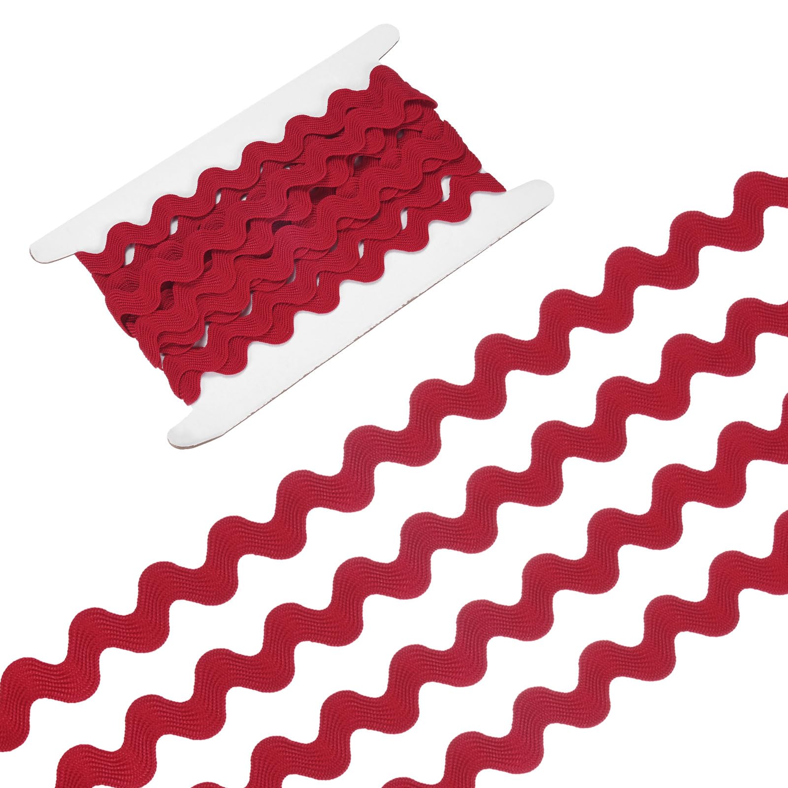 M METERXITY Rick Rack Trim, 5 Yard 15mm / 0.6 Inch Wave Bending Fringe Trimming Ribbon for Sewing/DIY Crafts/Clothes/Decoration, Polyester RIC Rac Trim [Red]