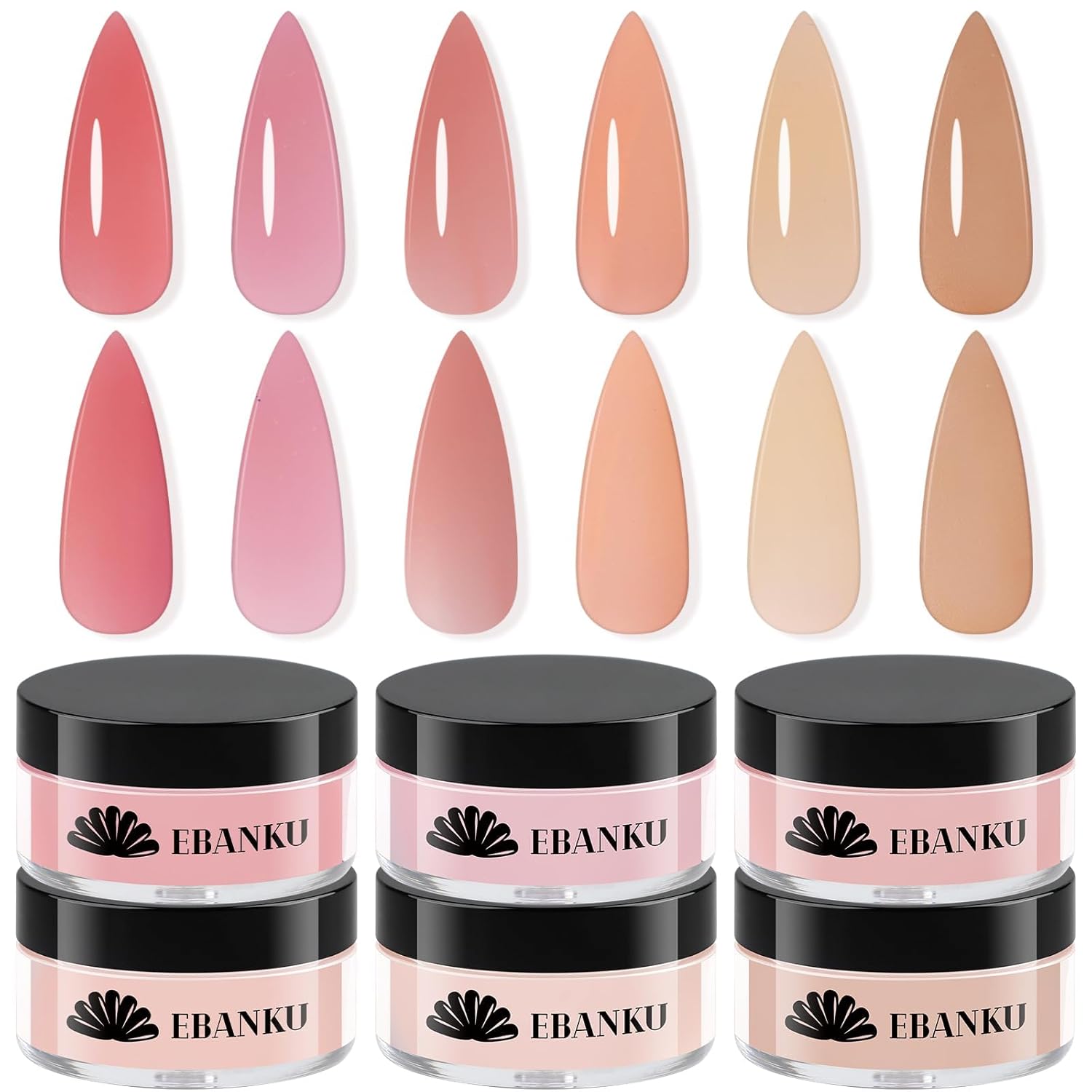 24 Colors Acrylic Powder Set, EBANKU Pink Nude White Black Purple Acrylic Nail Powder Professional Nail Powder for Nail Acrylic Extension, Nail Carving, No Nail Lamp Needed, 0.35oz*24