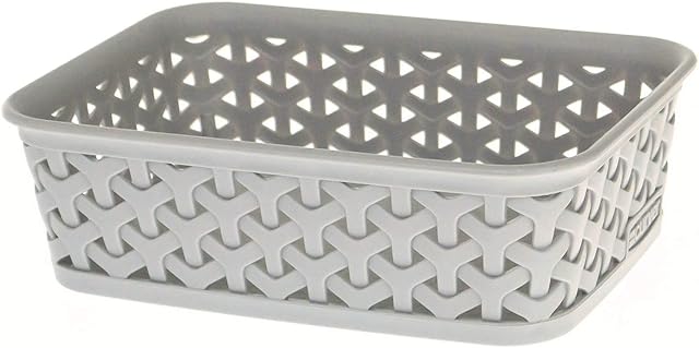 Curver Grey 20x14cm Rattan Style Plastic Storage Fruit Basket
